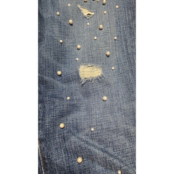 Current Elliott Loved Destroy Pearls The Fling Boyfriend Crop Jeans Size 31x28 - Picture 4 of 14